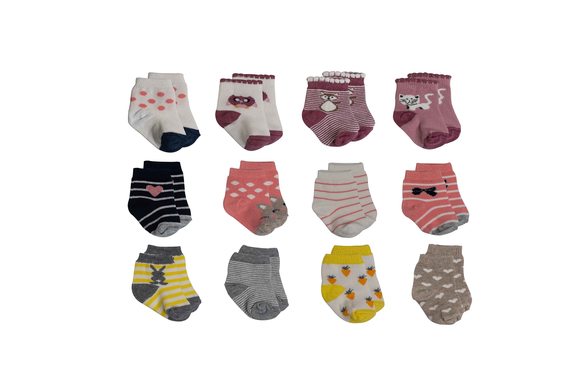 Baby Newborn Socks: 0-3 Months, Cotton, 12 Pairs – SweetyBloom